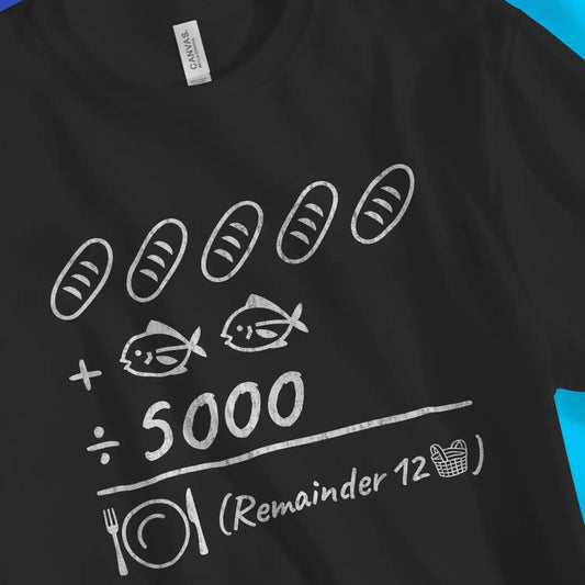 An image of Feeding of The 5000 (Equation) | Premium Unisex Christian T-shirt available at 3rd Day Christian Clothing UK