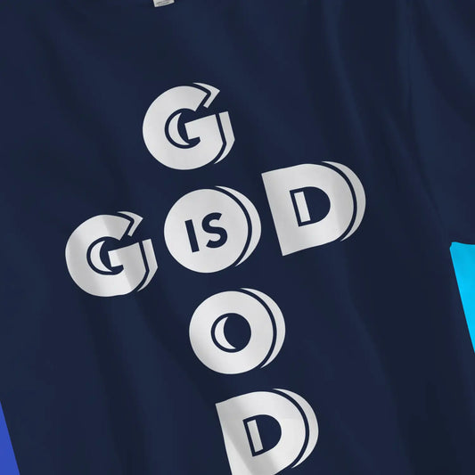 An image of GOD IS GOOD (Cross) | Premium Unisex Christian T-shirt available at 3rd Day Christian Clothing UK