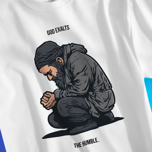 An image of God Exalts The Humble | Premium Unisex Christian T-shirt available at 3rd Day Christian Clothing UK