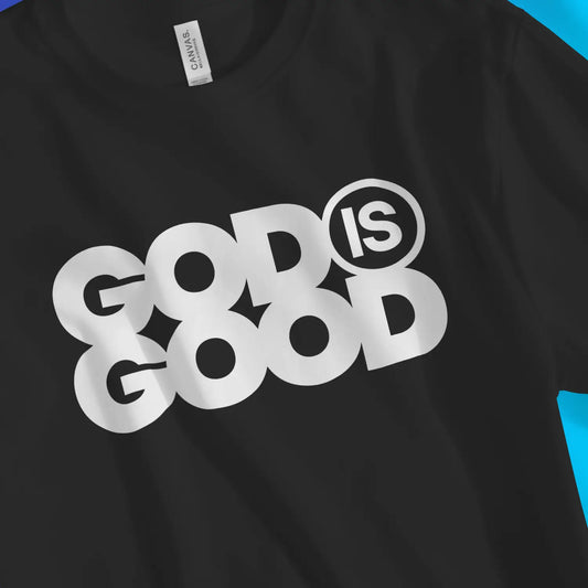 An image of God Is Good (Black) | Premium Unisex Christian T-shirt available at 3rd Day Christian Clothing UK
