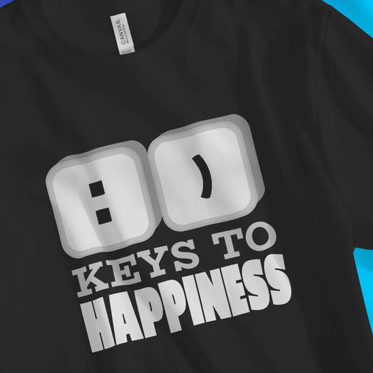 An image of Keys To Happiness | Premium Unisex Inspirational T-shirt available at 3rd Day Christian Clothing UK