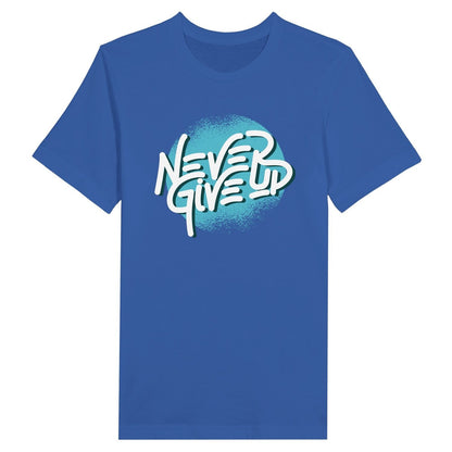 An image of Never Give Up | Premium Unisex Inspirational T-shirt available at 3rd Day Christian Clothing UK