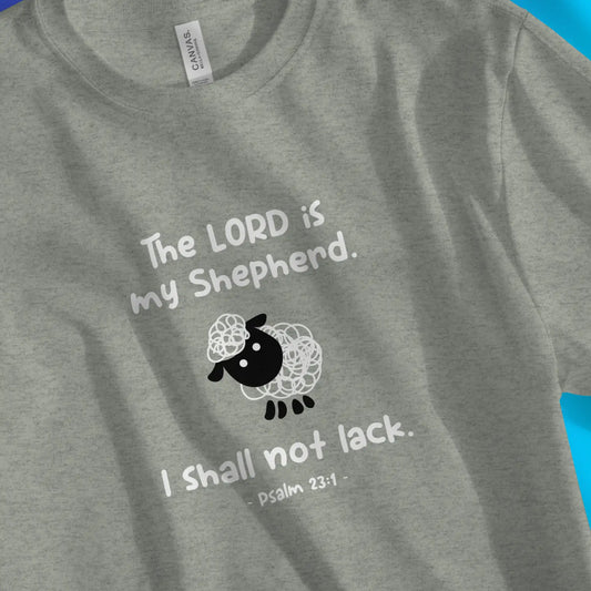 An image of The Lord is my Shepherd (Psalm 23) | Premium Unisex Christian T-shirt available at 3rd Day Christian Clothing UK