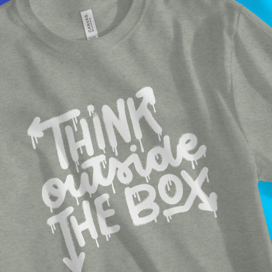 An image of Think Outside The Box | Premium Unisex Inspirational T-shirt available at 3rd Day Christian Clothing UK