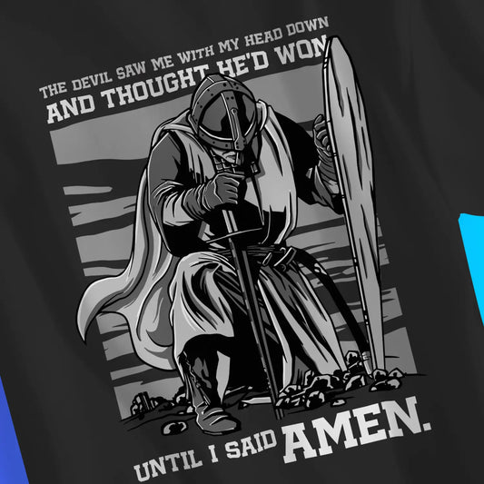 An image of Until I Said AMEN | Premium Unisex Christian T-shirt available at 3rd Day Christian Clothing UK