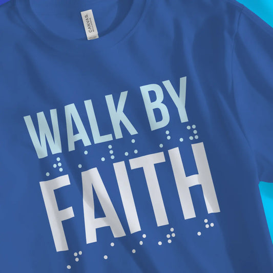 An image of Walk By Faith 2.0 (Braille) | Premium Unisex Christian T-shirt available at 3rd Day Christian Clothing UK