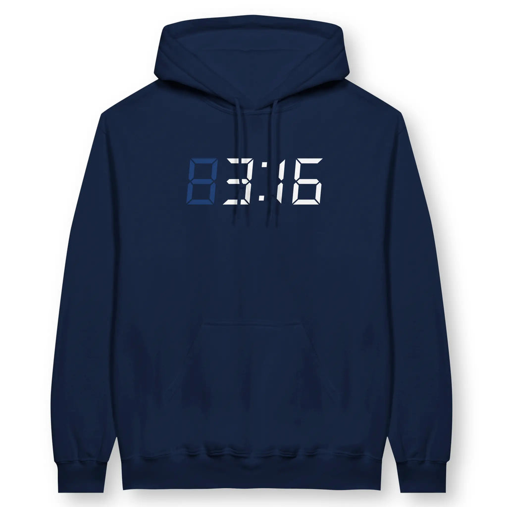3:16 Clock – Unisex Christian Hoodie designed by 3rd Day Christian Clothing.