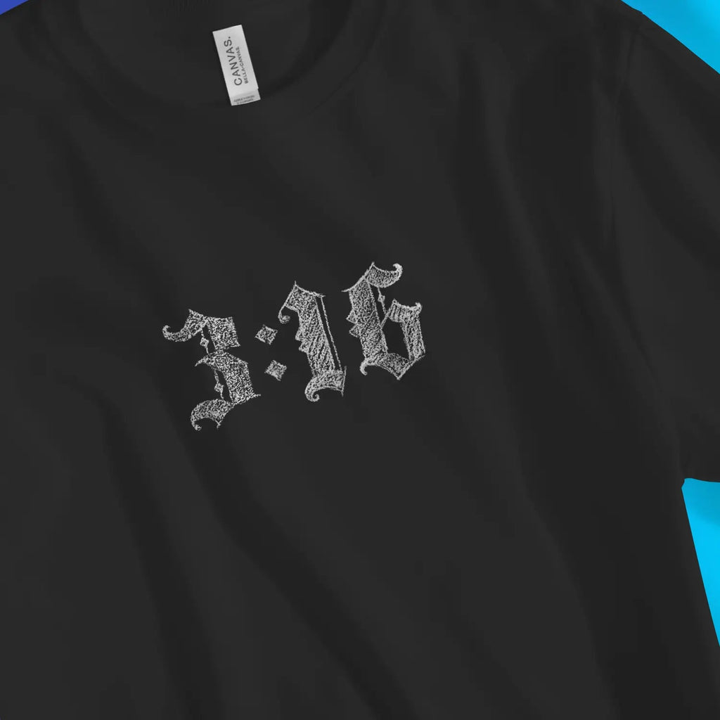 3:16 Chalk – Unisex Christian T-Shirt designed by 3rd Day Christian Clothing.