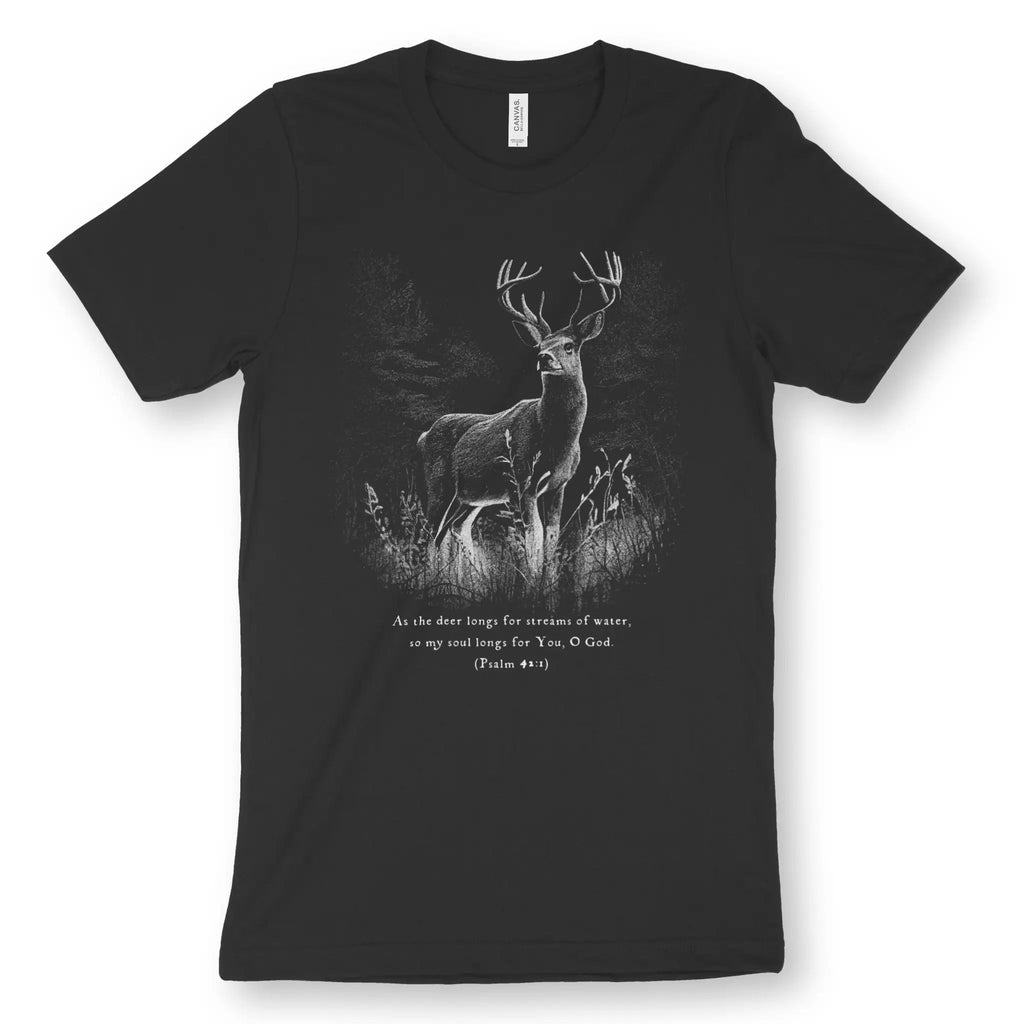 As The Deer 2.0 (Psalm 42:1) – Unisex Christian T-Shirt designed by 3rd Day Christian Clothing.