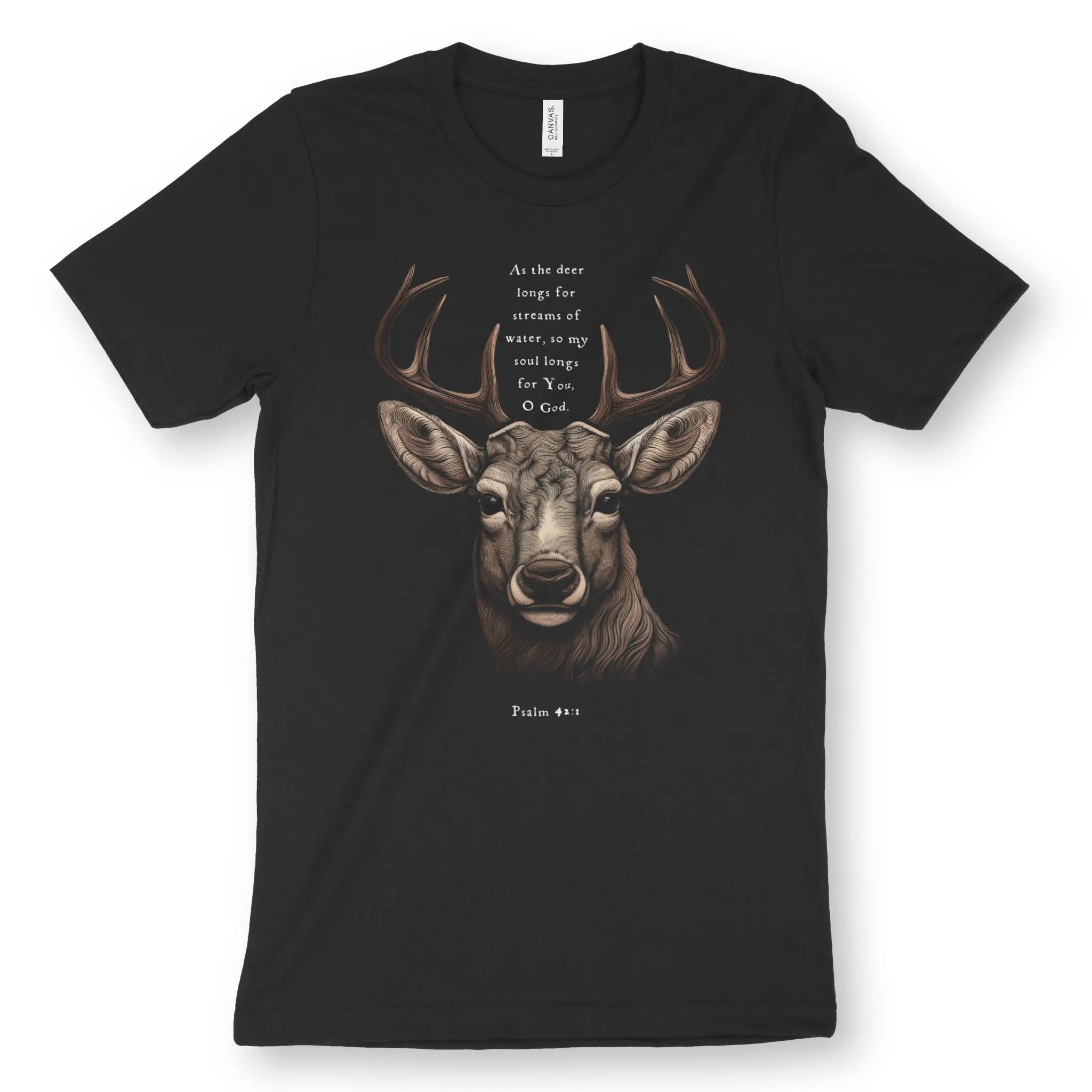 As The Deer (Psalm 42:1) – Unisex Christian T-Shirt designed by 3rd Day Christian Clothing.