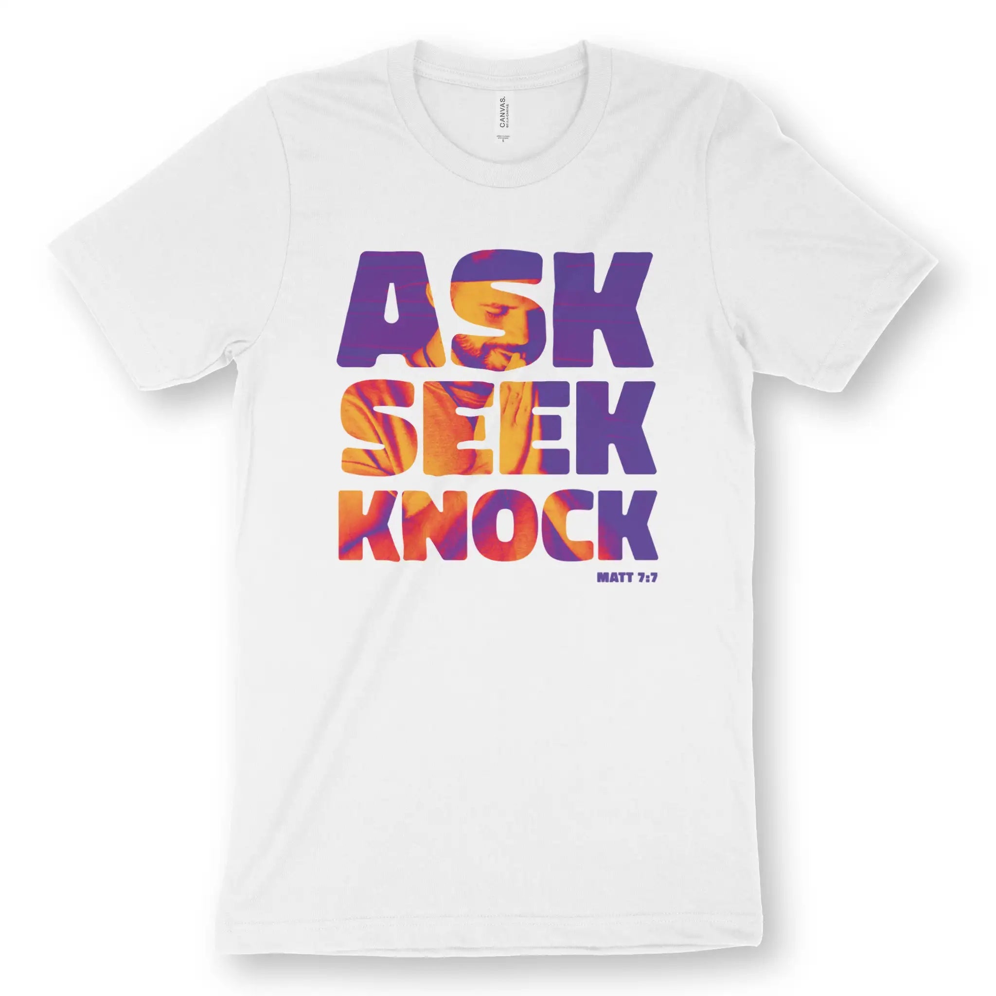 Ask Seek Knock (Pray) – Unisex Christian T-Shirt designed by 3rd Day Christian Clothing.