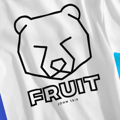 Bear Fruit (Minimal) | Premium Unisex Christian T-Shirt, laid flat, designed by 3rd Day Christian Clothing UK