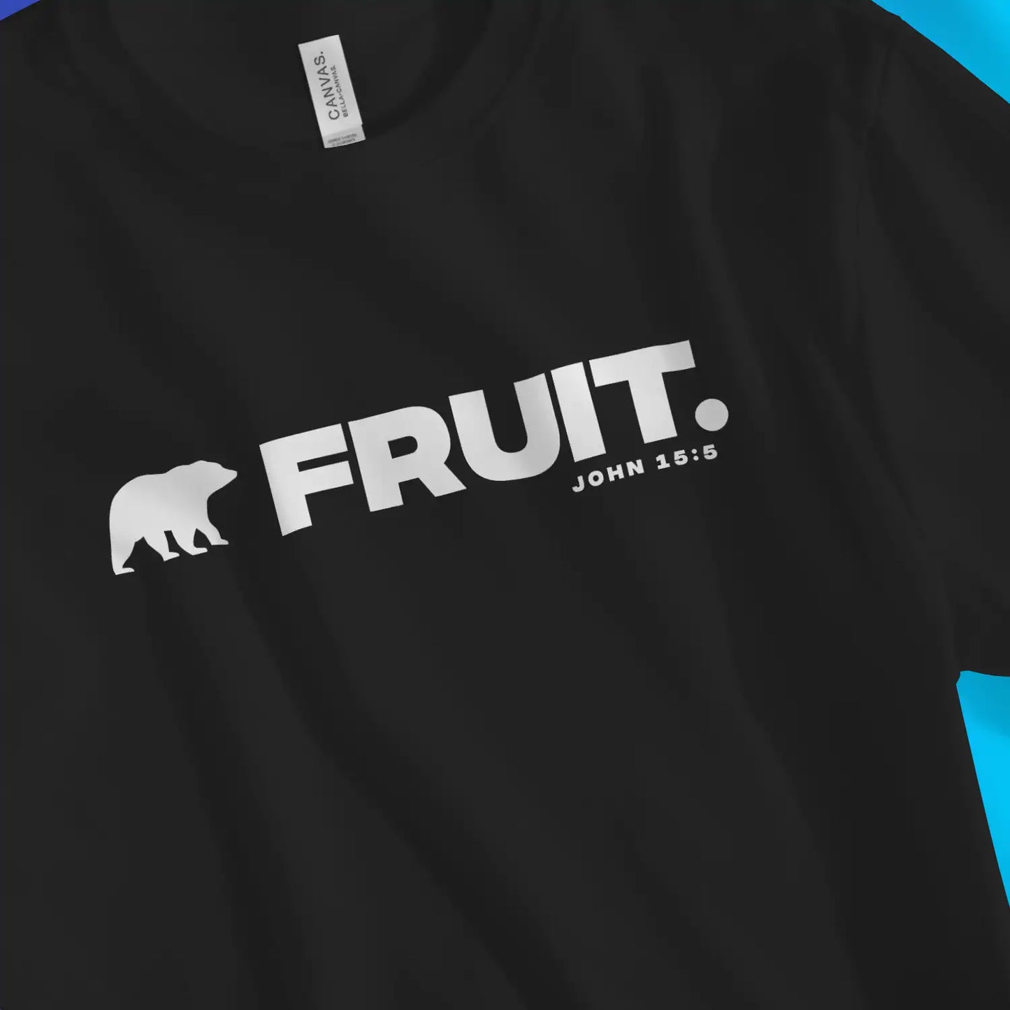 (Bear) Fruit | Premium Unisex Christian T-Shirt, laid flat, designed by 3rd Day Christian Clothing UK