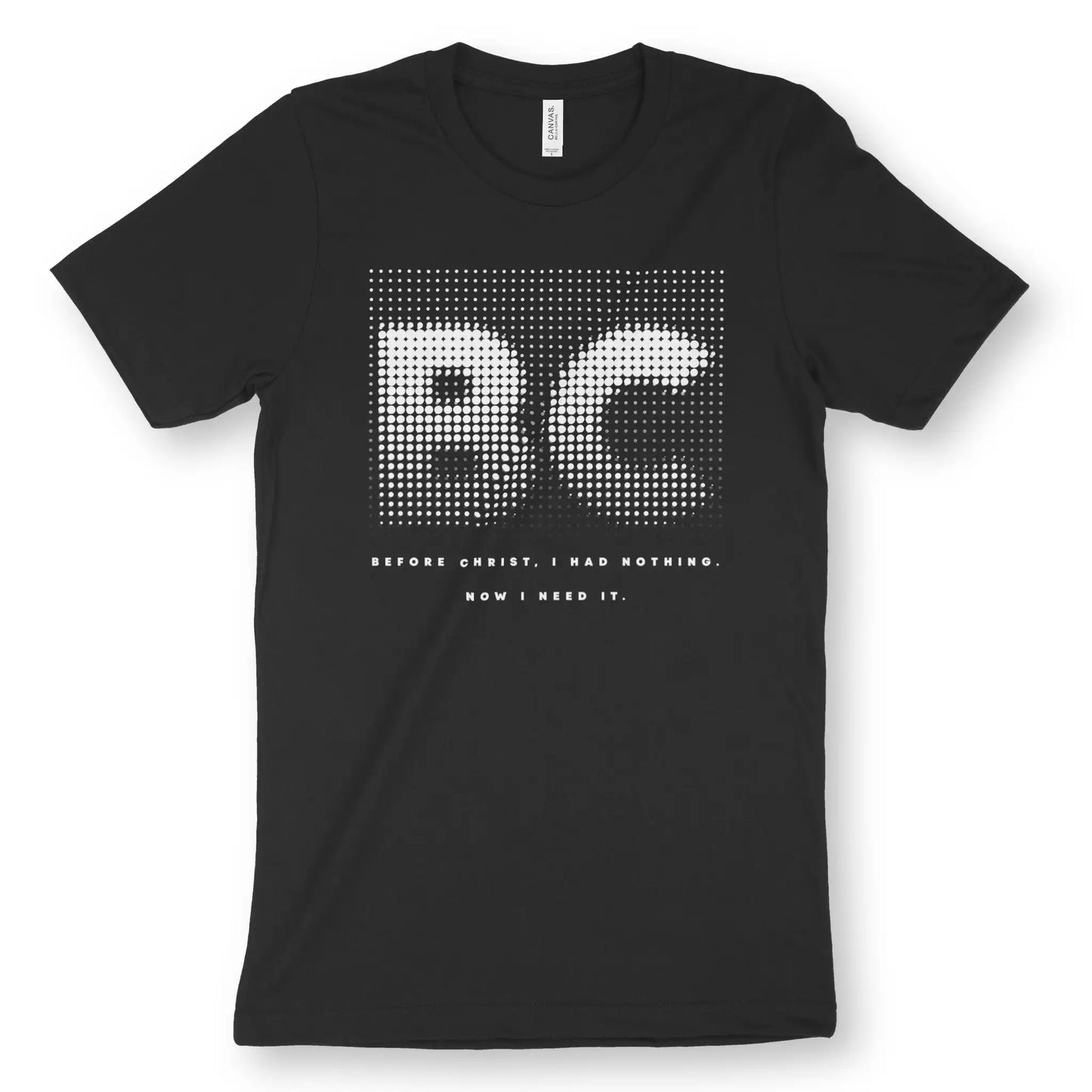 Before Christ | Premium Unisex Christian T-Shirt, laid flat, designed by 3rd Day Christian Clothing UK