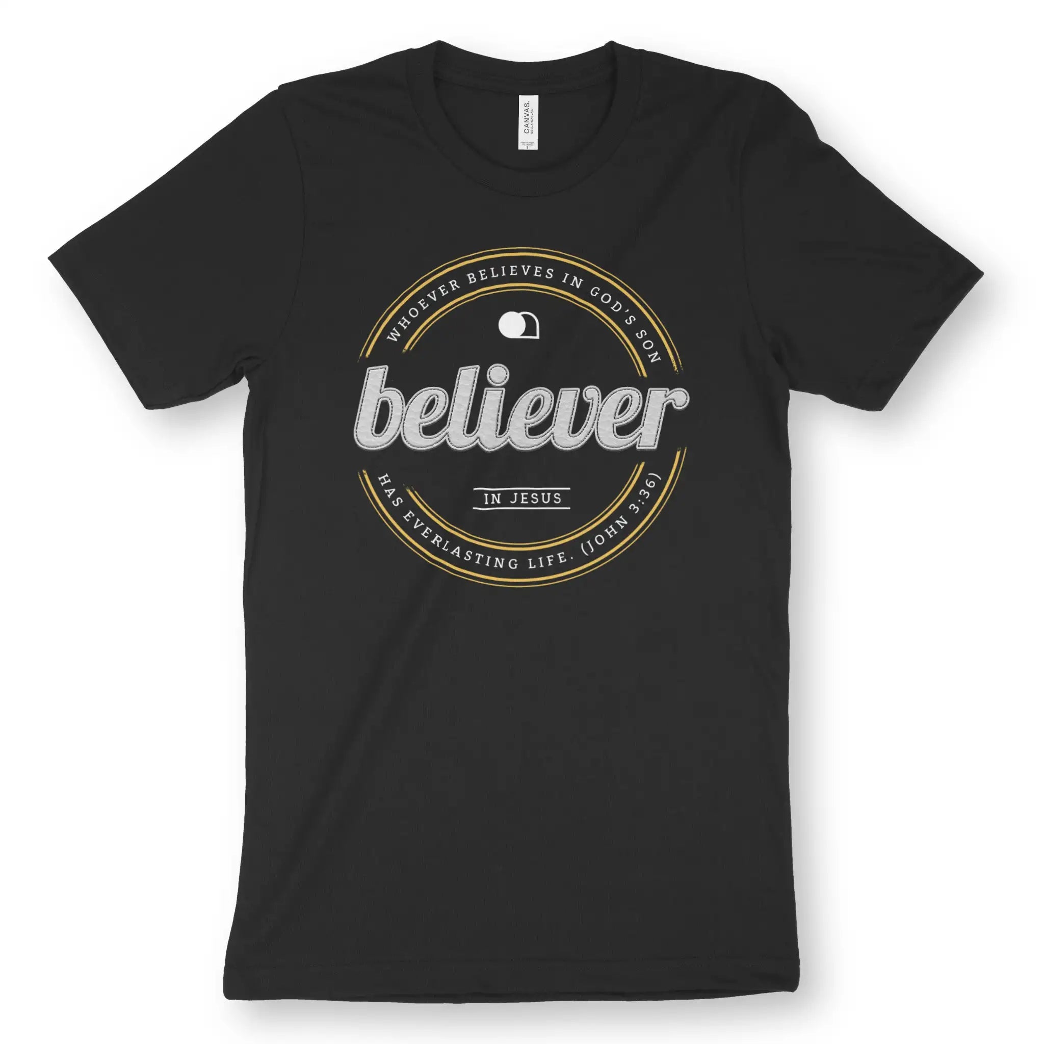 Believer (John 3:36) 2.0 – Unisex Christian T-Shirt designed by 3rd Day Christian Clothing.