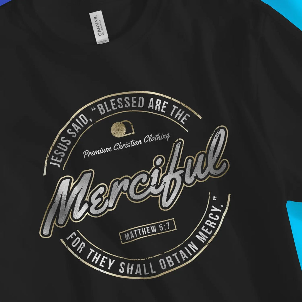 Blessed Are The Merciful (Deluxe Look) – Unisex Christian T-Shirt designed by 3rd Day Christian Clothing.