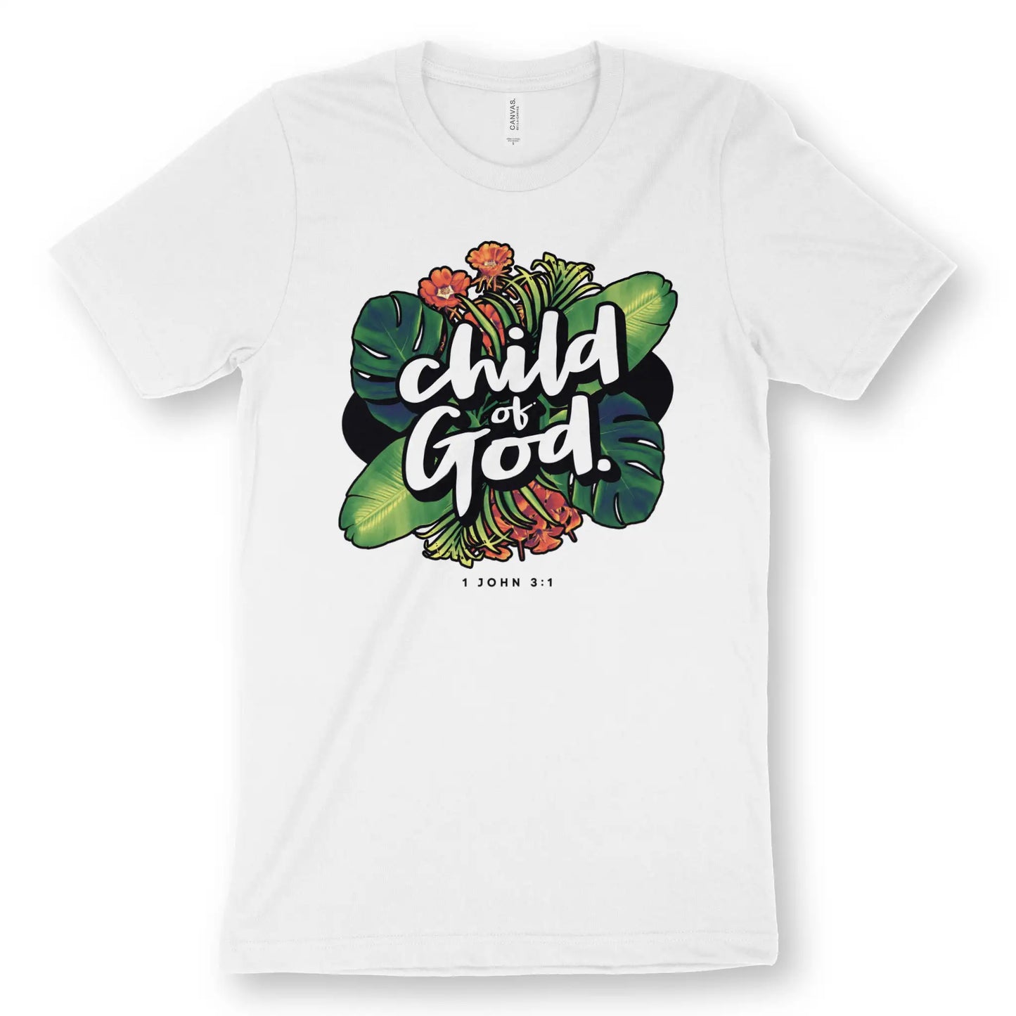 Child of God (1 John 3:1) | Premium Unisex Christian T-Shirt, laid flat, designed by 3rd Day Christian Clothing UK