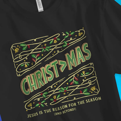 Christ > Mas | Premium Unisex Christian T-Shirt designed by 3rd Day Christian Clothing.