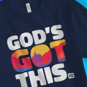 Stylish navy Christian T-shirt with 'God's Got This' from 3rd Day's Christian Clothing uk