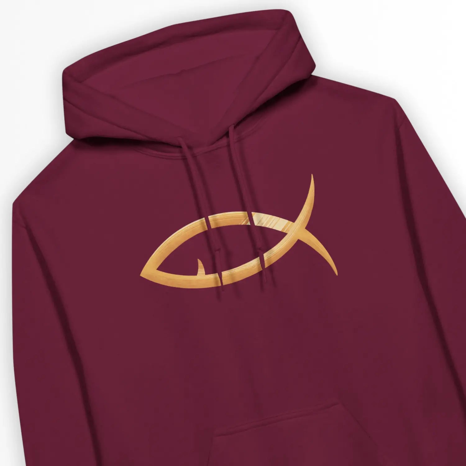 Christian Fish (Maroon) – Unisex Christian Hoodie designed by 3rd Day Christian Clothing.