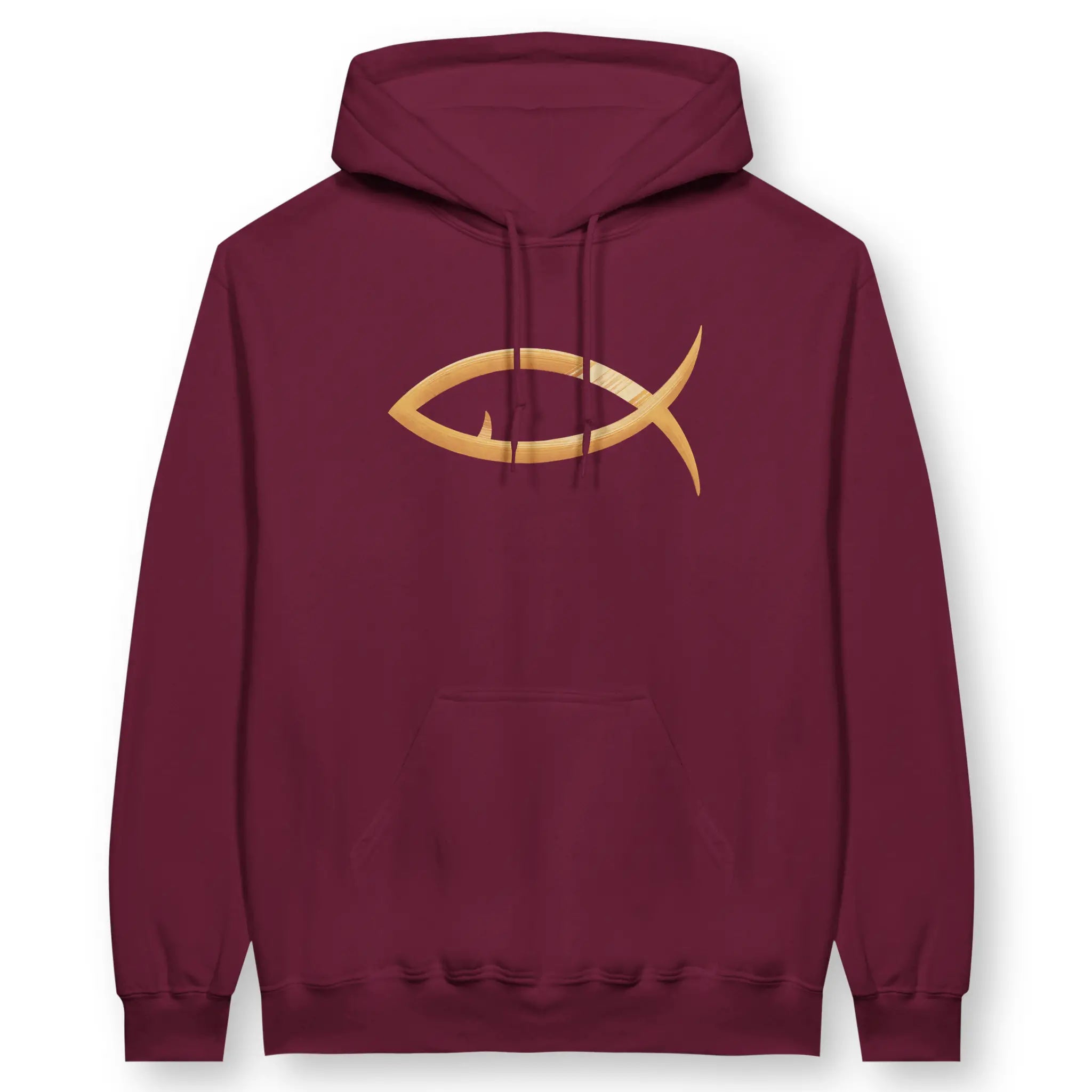 Christian Fish (Maroon) – Unisex Christian Hoodie designed by 3rd Day Christian Clothing.