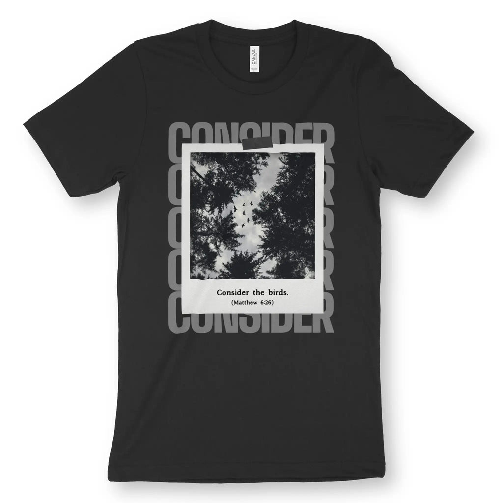 Consider The Birds – Unisex Christian T-Shirt designed by 3rd Day Christian Clothing.