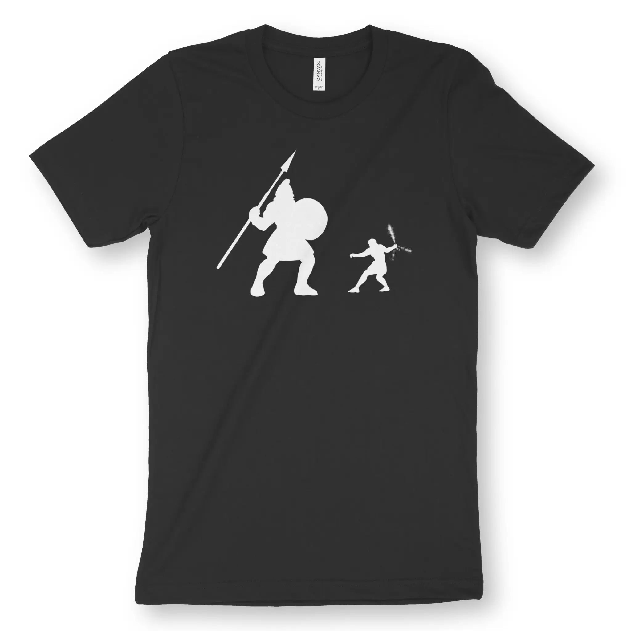 David vs Goliath – Unisex Christian T-Shirt designed by 3rd Day Christian Clothing.