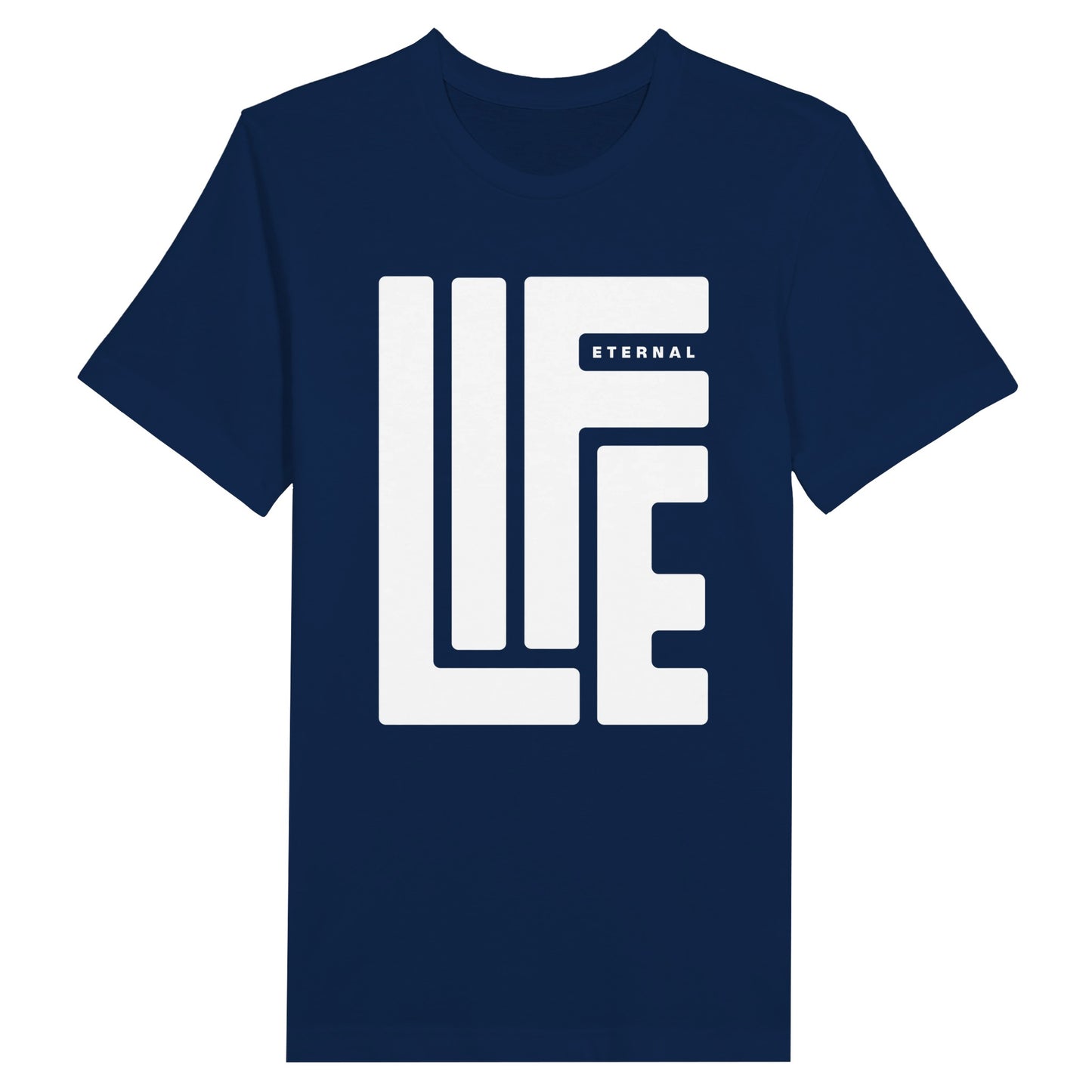 An image of ETERNAL LIFE (Navy) | Premium Unisex Christian T-shirt available at 3rd Day Christian Clothing UK