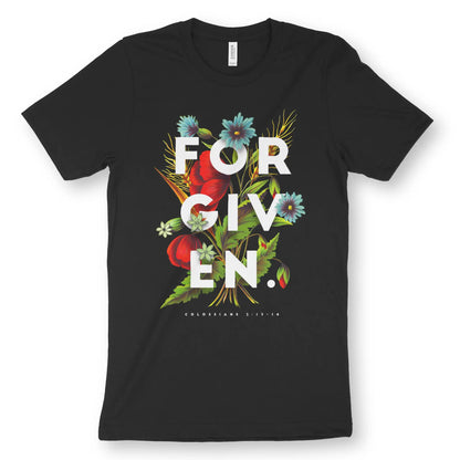 FORGIVEN 2.0 | Premium Unisex Christian T-Shirt, laid flat, designed by 3rd Day Christian Clothing UK