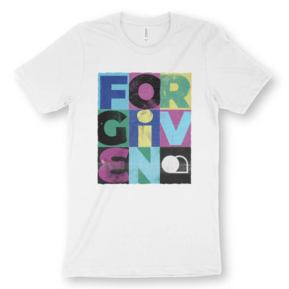 FORGIVEN (Creative) | Premium Unisex Christian T-Shirt, laid flat, designed by 3rd Day Christian Clothing UK