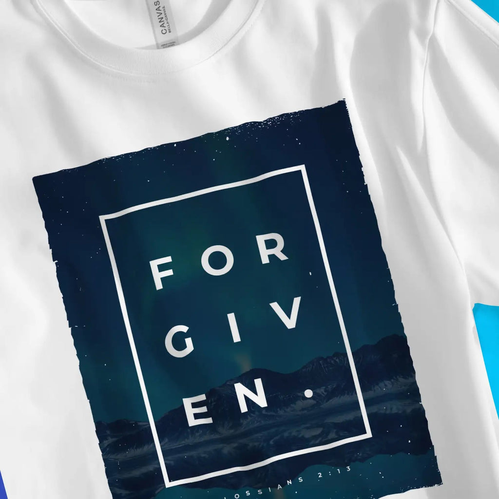 FORGIVEN. (Colossians 2:13) – Unisex Christian T-Shirt designed by 3rd Day Christian Clothing.