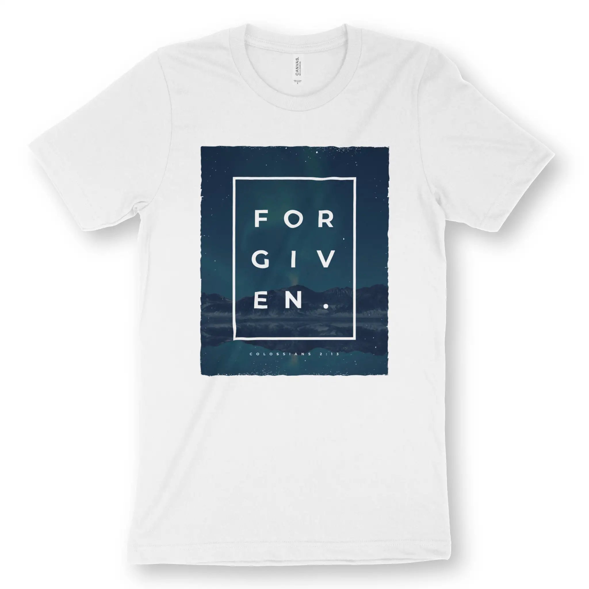 FORGIVEN. (Colossians 2:13) – Unisex Christian T-Shirt designed by 3rd Day Christian Clothing.
