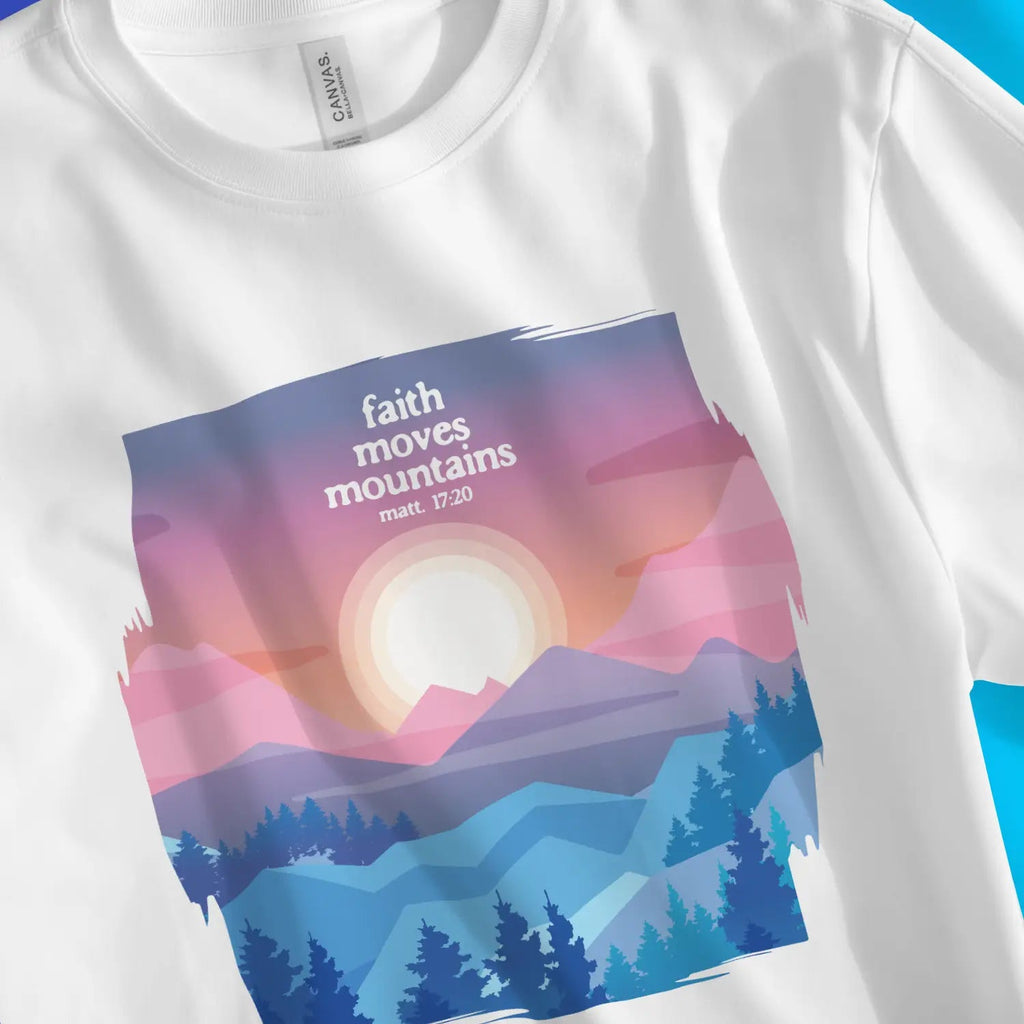 Faith Moves Mountains 3.0 – Unisex Christian T-Shirt designed by 3rd Day Christian Clothing.