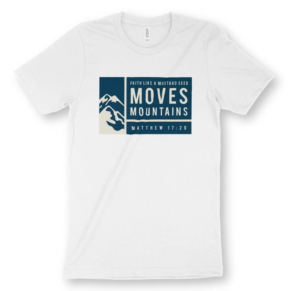 Faith Moves Mountains – Unisex Christian T-Shirt designed by 3rd Day Christian Clothing.