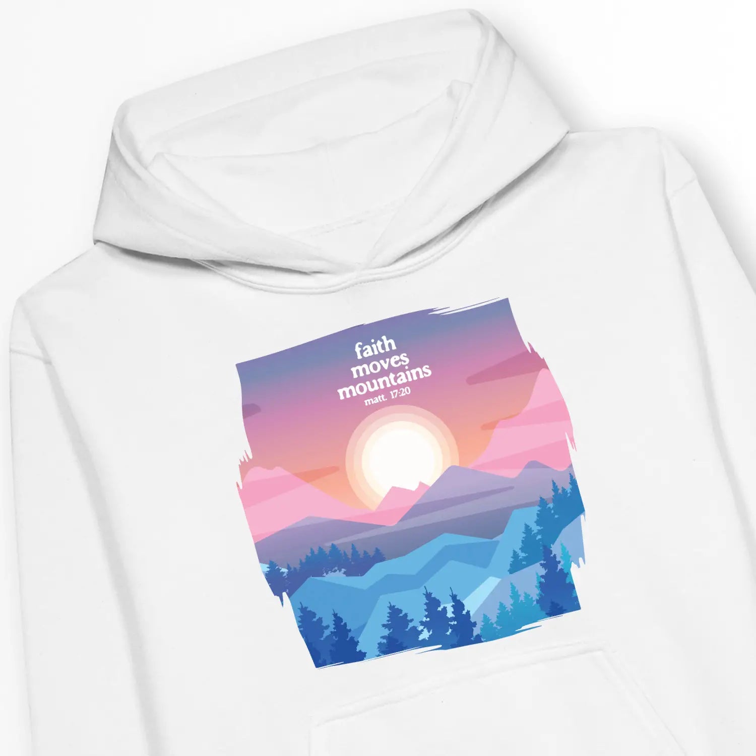 Faith Moves Mountains (Matt. 17:20) – Kids' Christian Hoodie designed by 3rd Day Christian Clothing.