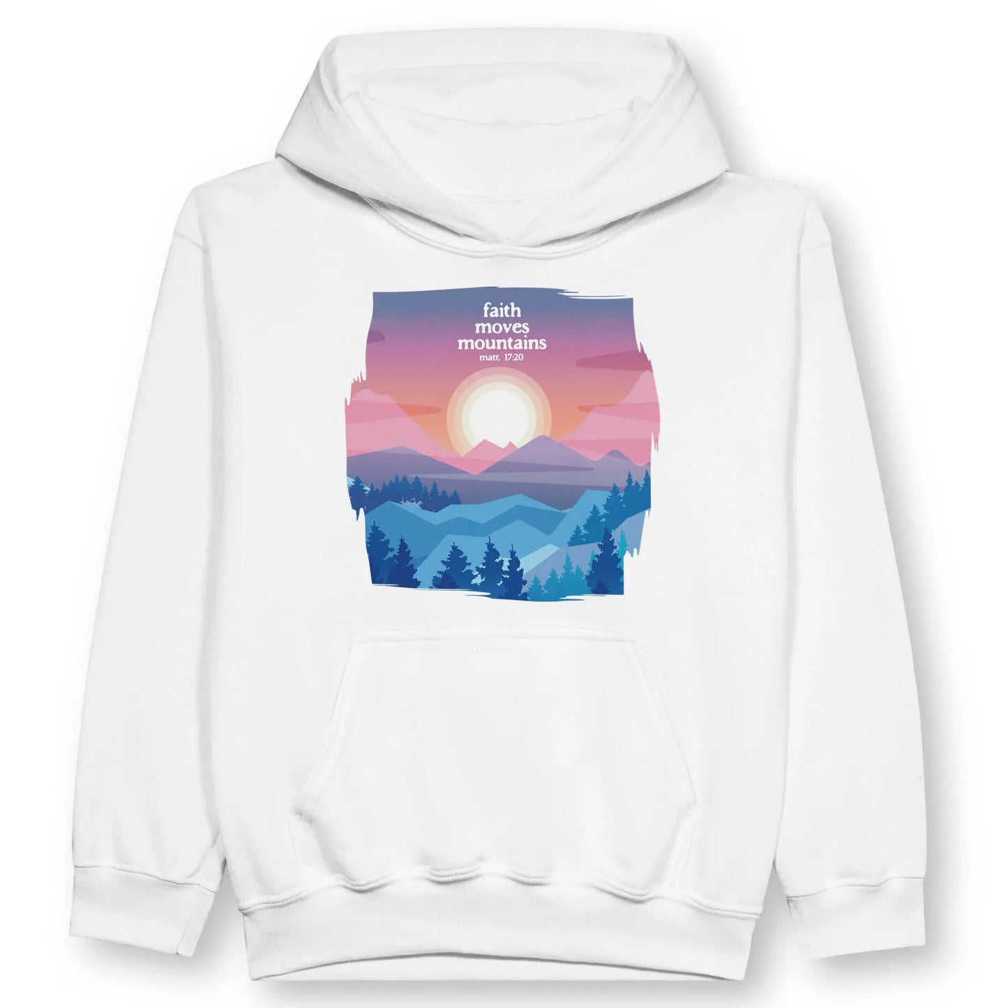 Faith Moves Mountains (Matt. 17:20) | Premium Kids' Christian Hoodie designed by 3rd Day Christian Clothing.