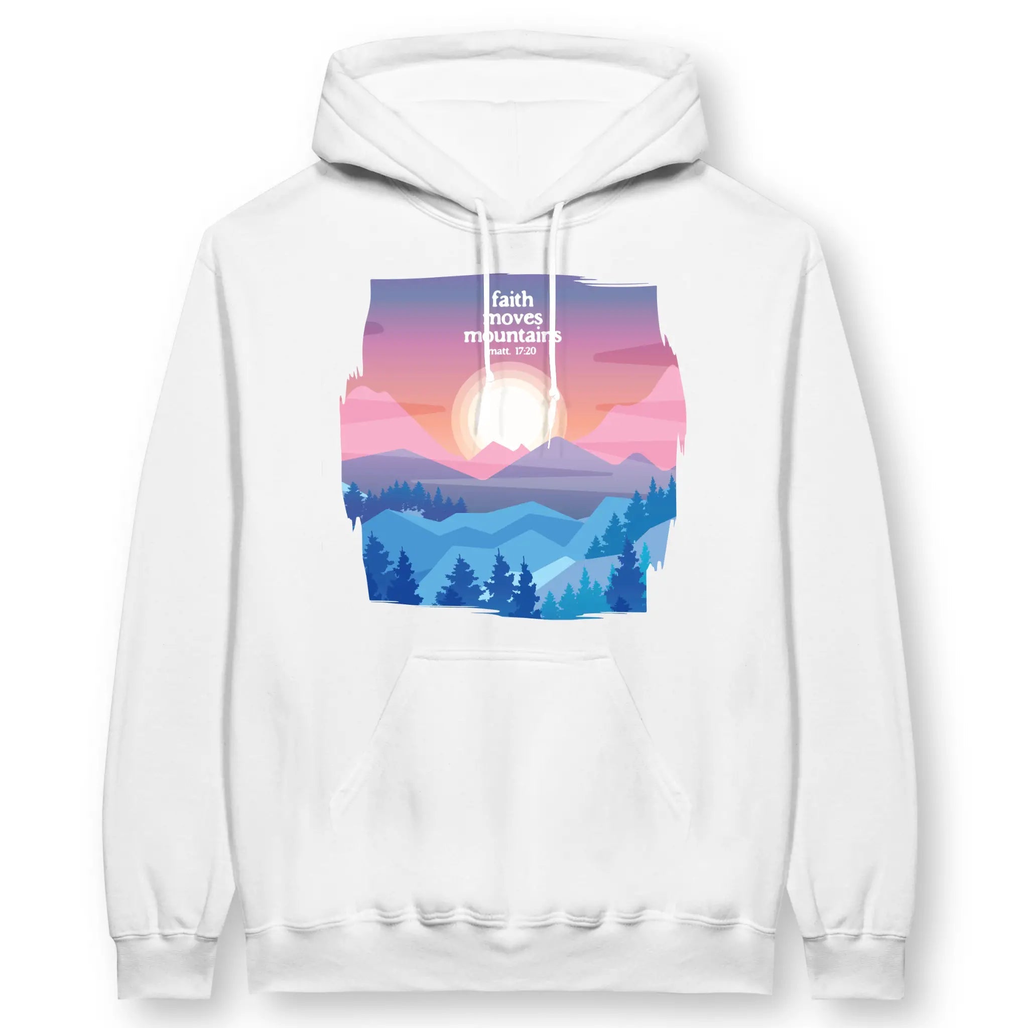 Faith Moves Mountains (Matt. 17:20) – Unisex Christian Hoodie designed by 3rd Day Christian Clothing.