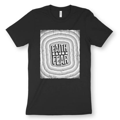 Faith Over Fear (Echo) | Premium Unisex Christian T-Shirt, laid flat, designed by 3rd Day Christian Clothing UK