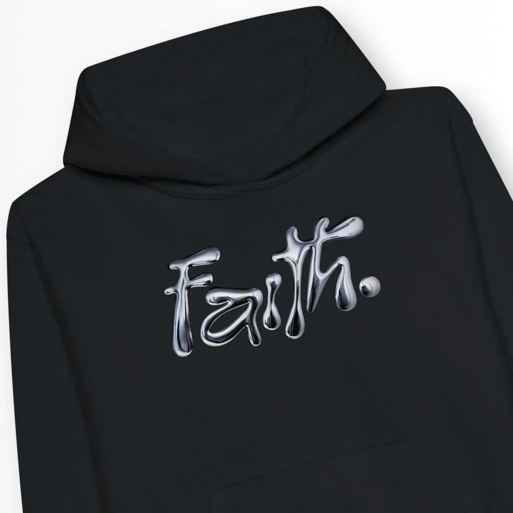 Faith. (Chrome Effect) – Kids' Christian Hoodie designed by 3rd Day Christian Clothing.