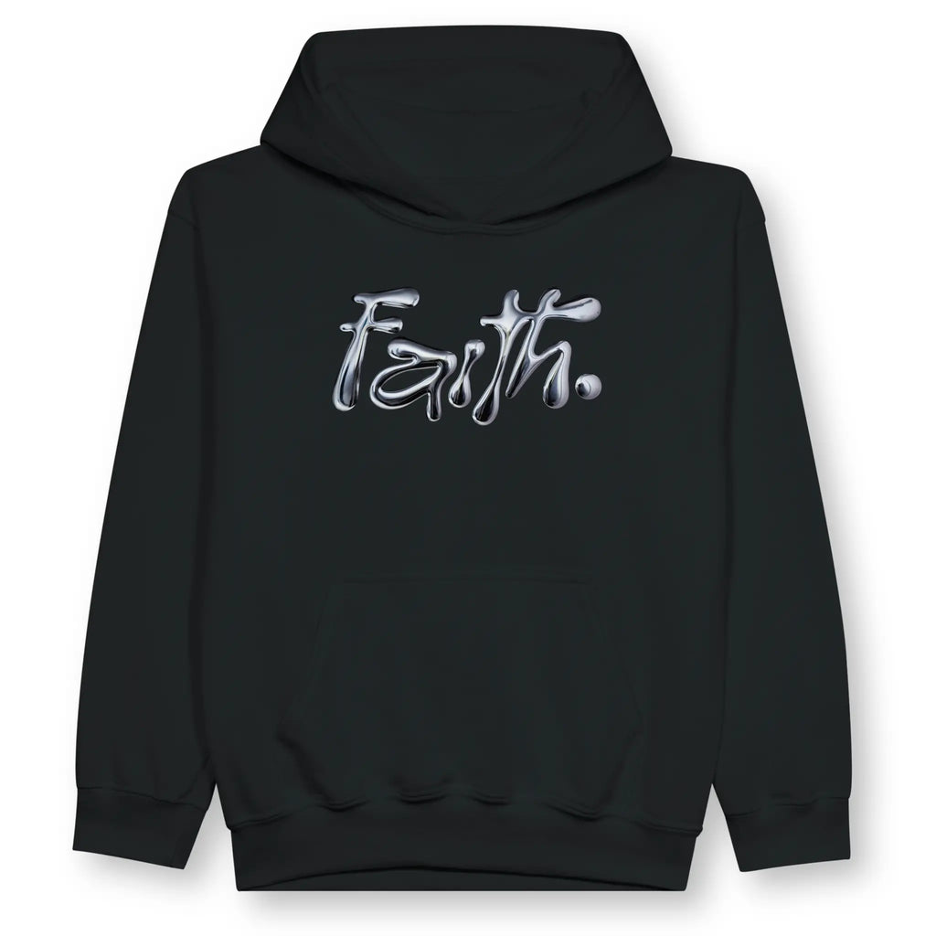 Faith. (Chrome Effect) – Kids' Christian Hoodie designed by 3rd Day Christian Clothing.