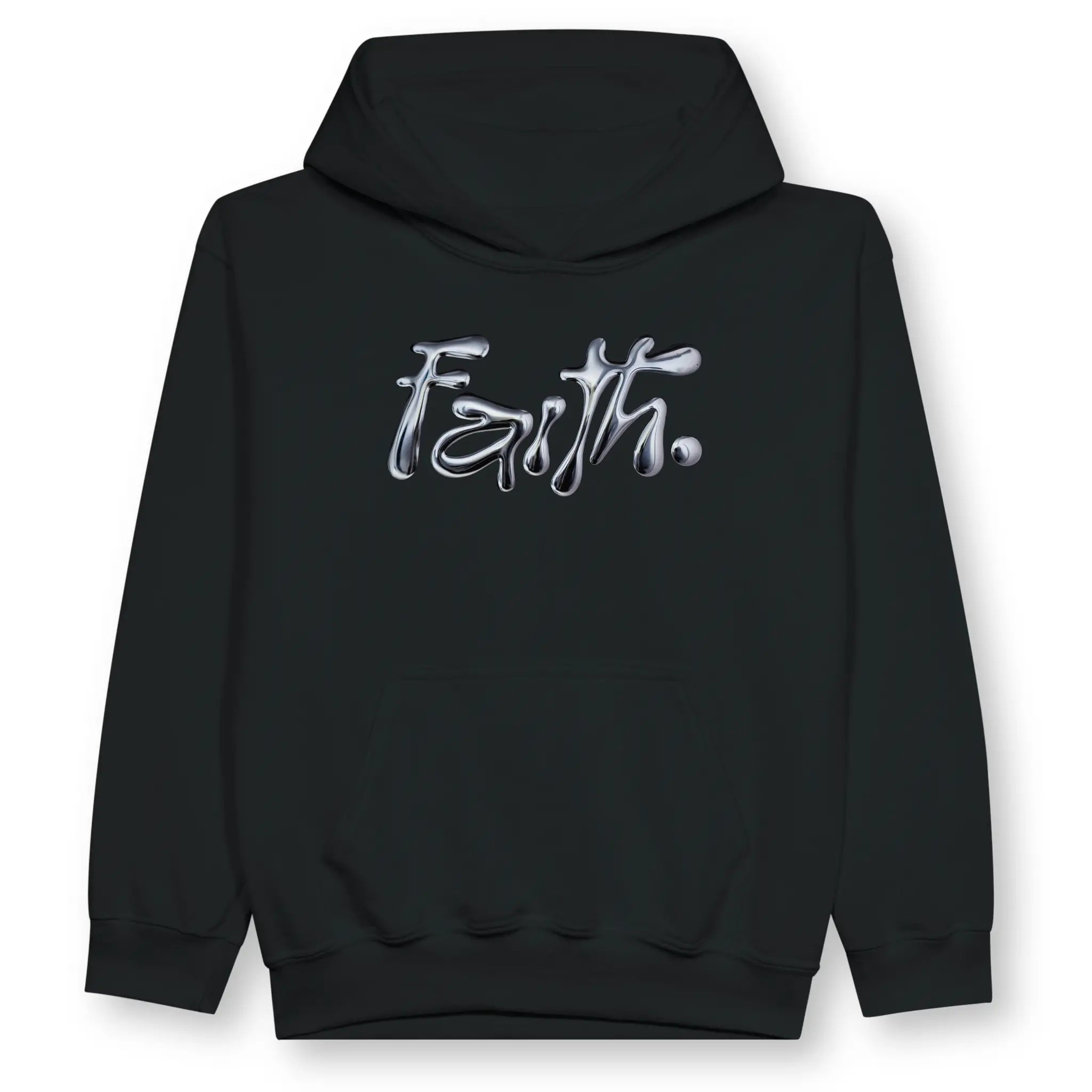 Faith. (Chrome Effect) – Kids' Christian Hoodie designed by 3rd Day Christian Clothing.