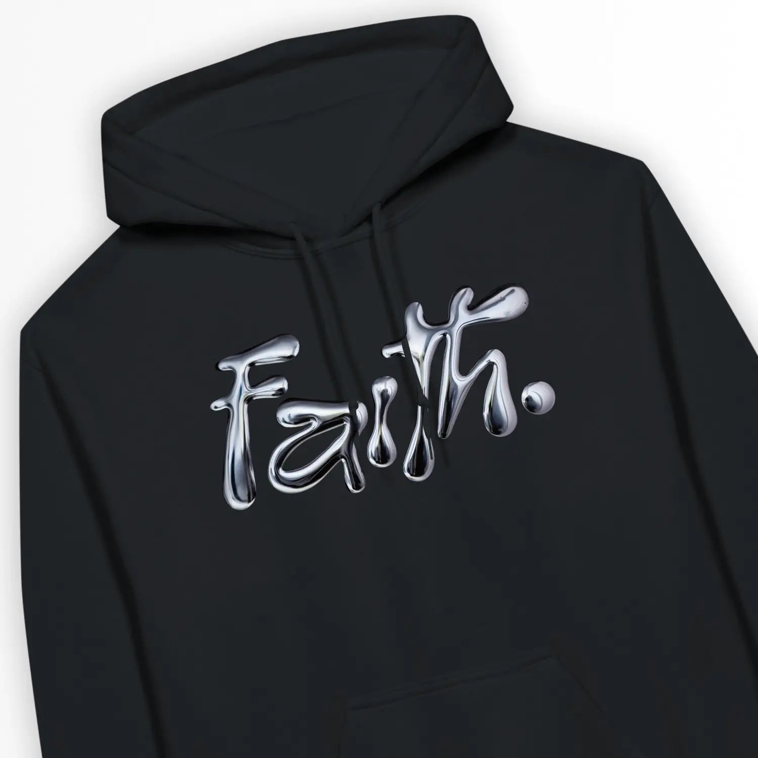 Faith. (Chrome Effect) – Unisex Christian Hoodie designed by 3rd Day Christian Clothing.