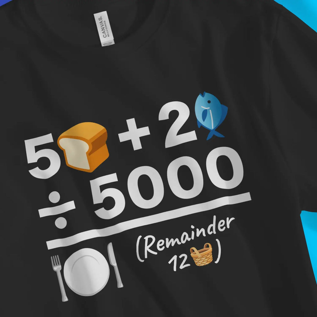 Feeding of The 5000 (Equation) 2.0 – Unisex Christian T-Shirt designed by 3rd Day Christian Clothing.