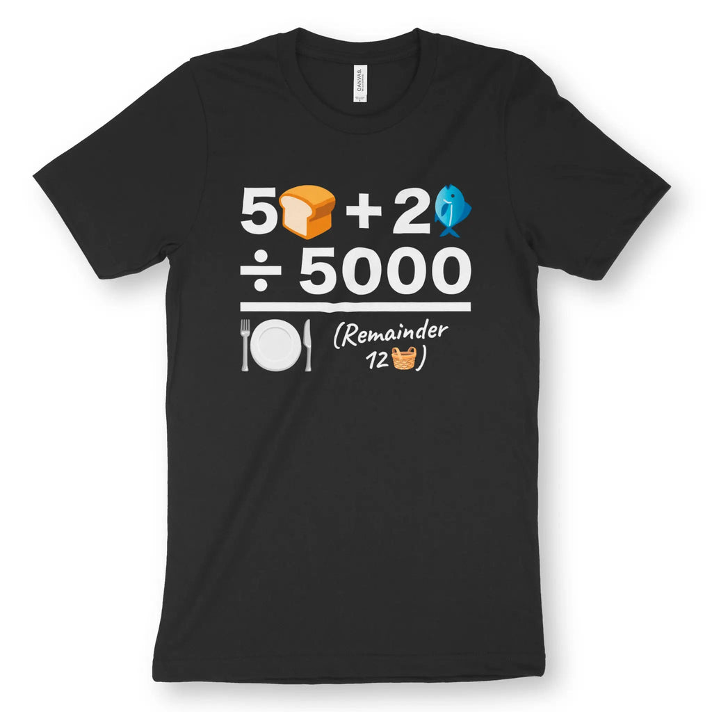 Feeding of The 5000 (Equation) 2.0 – Unisex Christian T-Shirt designed by 3rd Day Christian Clothing.