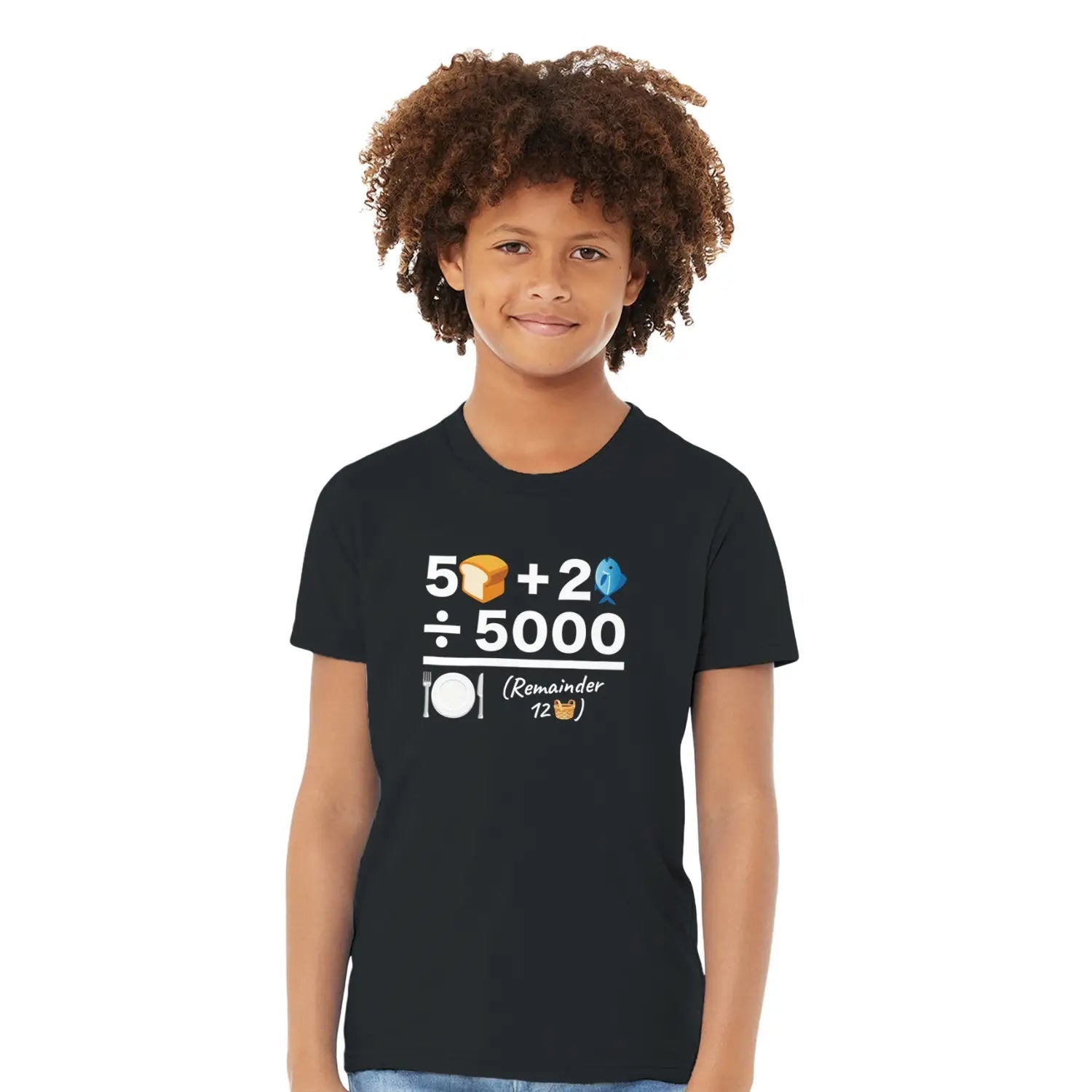 Feeding of The 5000 (Equation) – Kids' Christian T-Shirt designed by 3rd Day Christian Clothing.