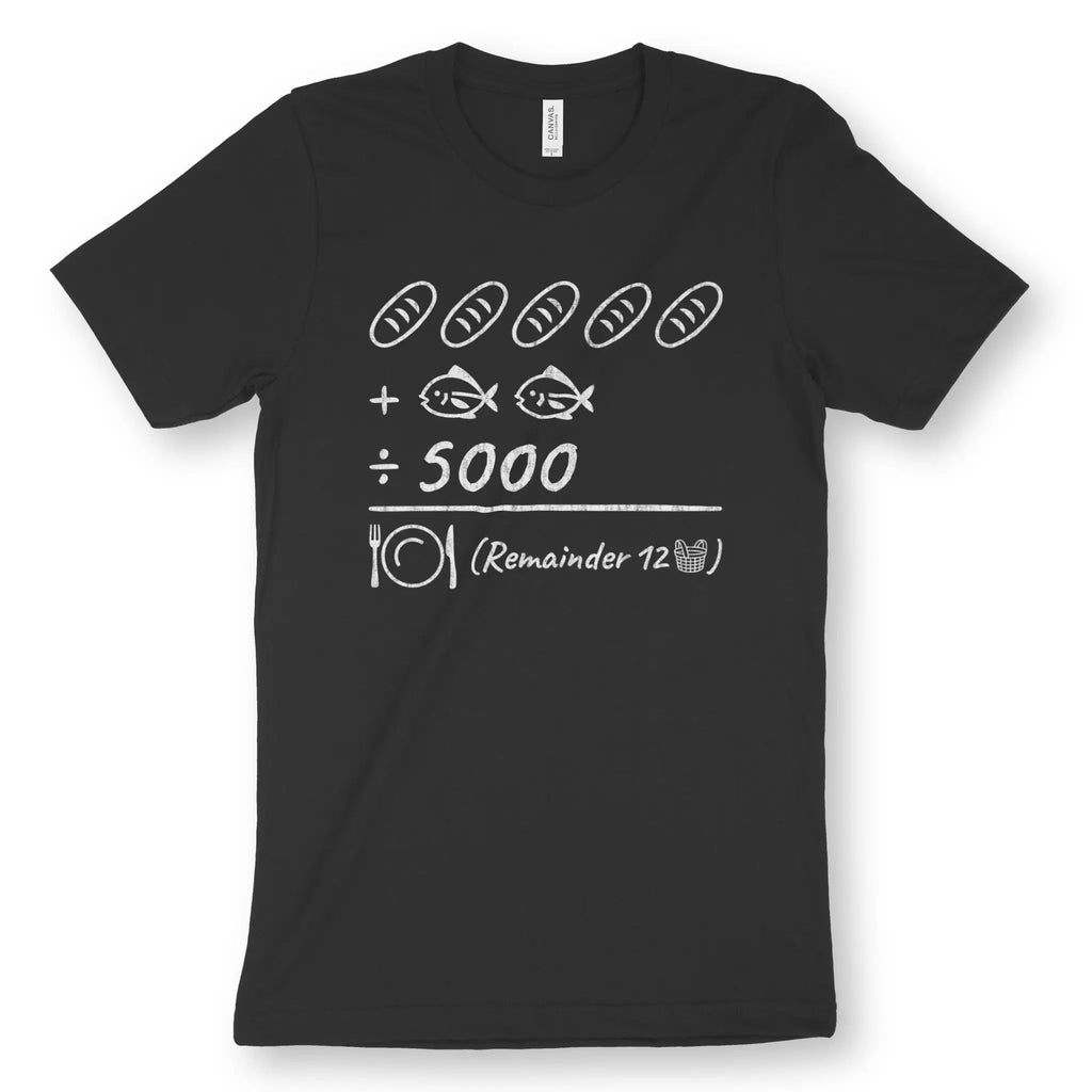 Feeding of The 5000 (Equation) – Unisex Christian T-Shirt designed by 3rd Day Christian Clothing.