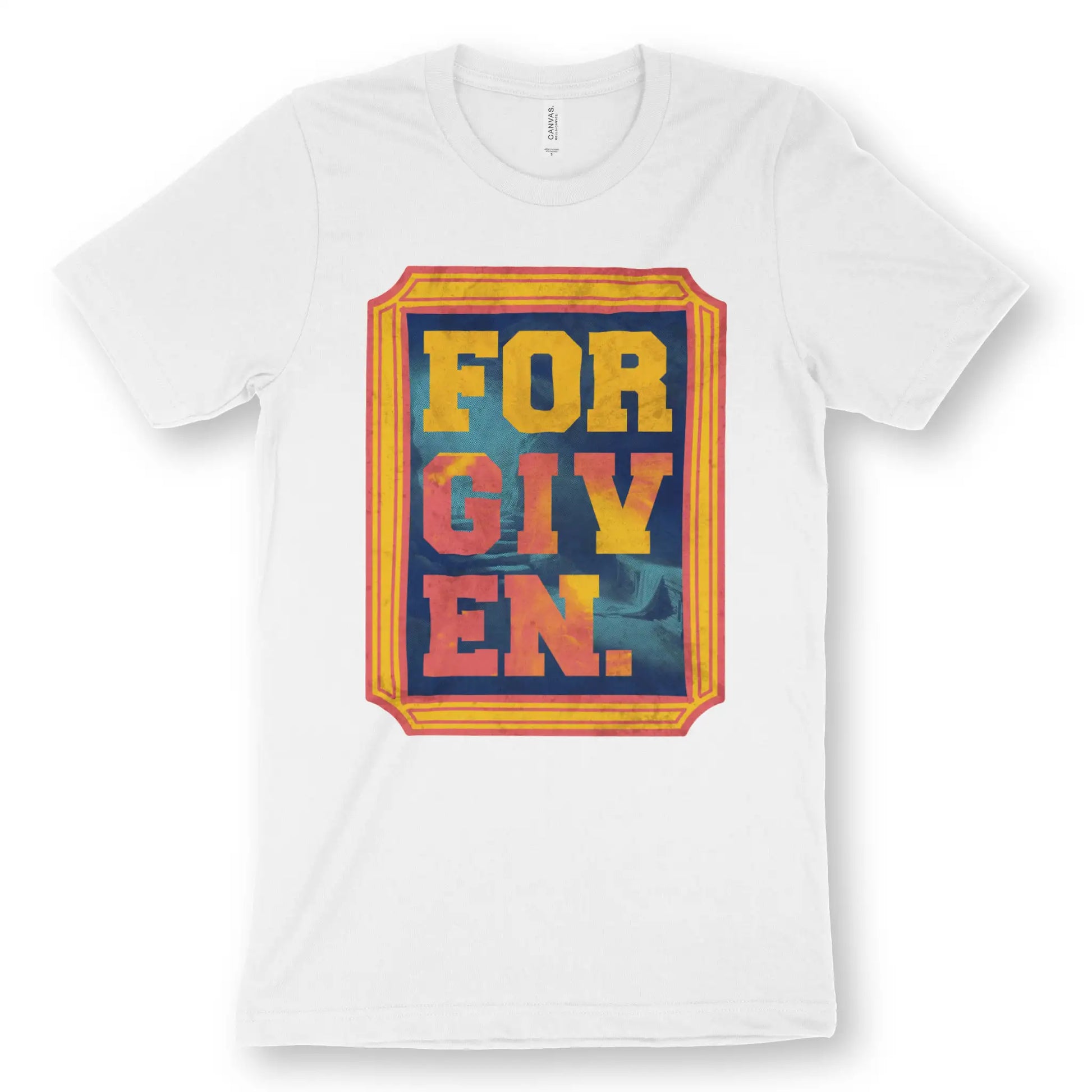 Forgiven (Empty Tomb) | Premium Unisex Christian T-Shirt, laid flat, designed by 3rd Day Christian Clothing UK