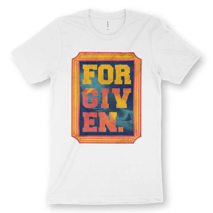 Forgiven (Empty Tomb) | Premium Unisex Christian T-Shirt, laid flat, designed by 3rd Day Christian Clothing UK