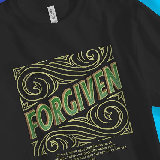 Forgiven (Micah 7:19) | Premium Unisex Christian T-Shirt designed by 3rd Day Christian Clothing.