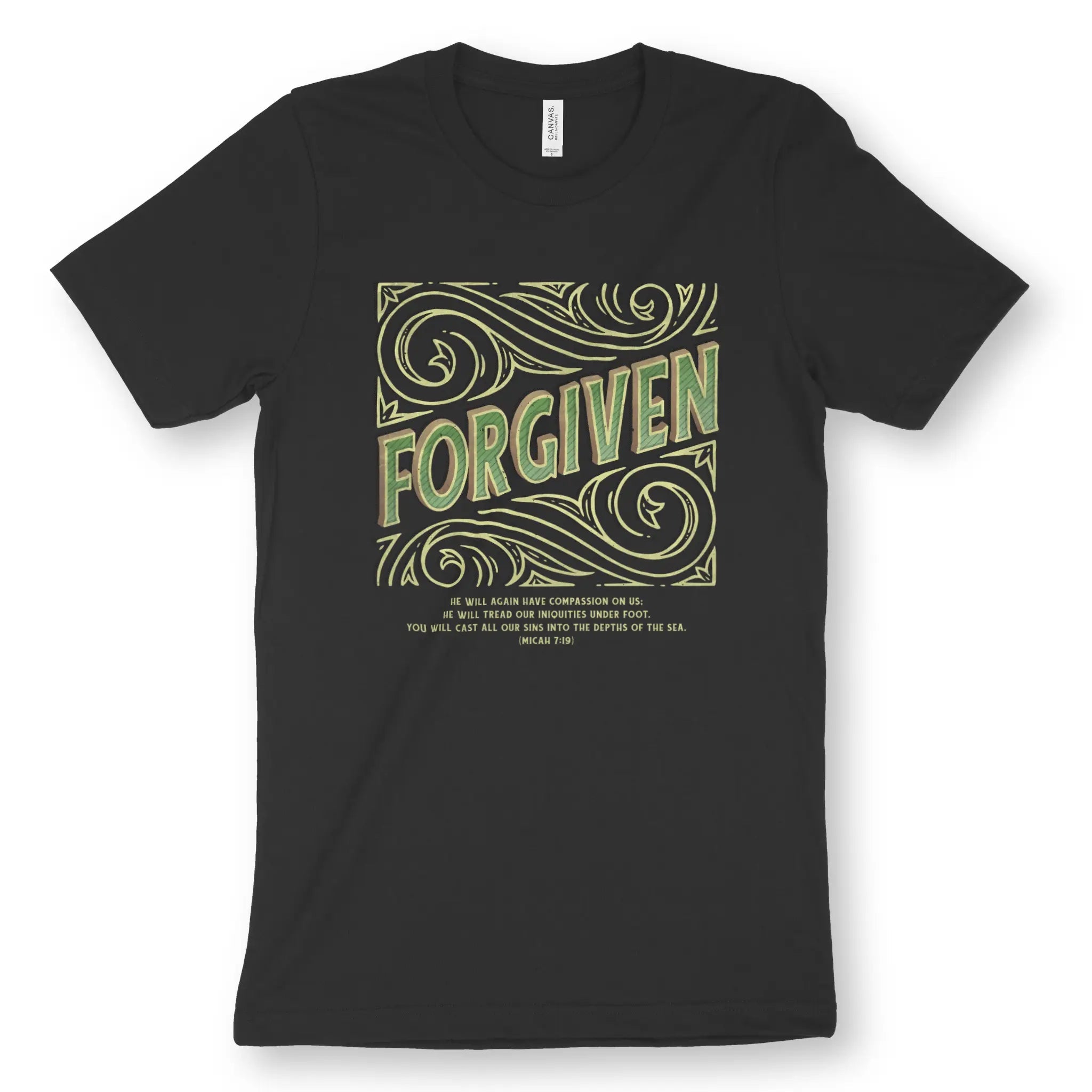 Forgiven (Micah 7:19) – Unisex Christian T-Shirt designed by 3rd Day Christian Clothing.